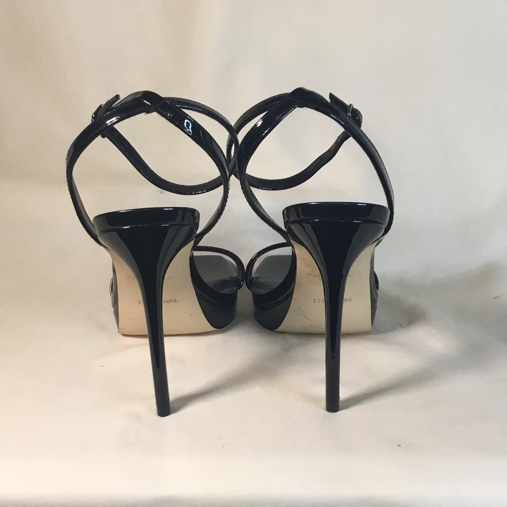 Nine West Glossy Black Strappy Heels - Picture 3 of 6